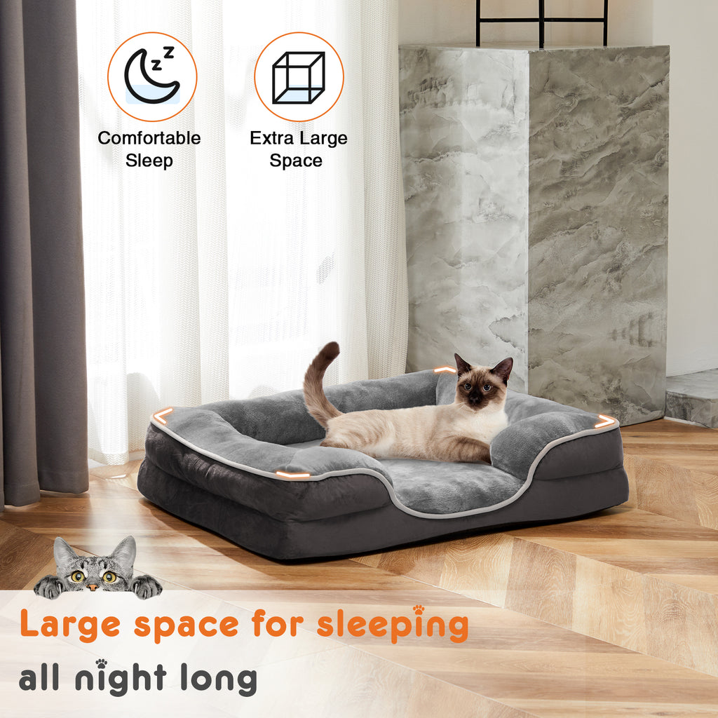 Legowisko z pianki memory foam dla małych psów i kotów, z zdejmowanym pokrowcem nadającym się do prania, antypoślizgową podstawą i wodoodporną wyściółką