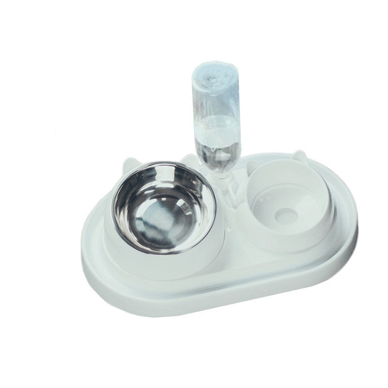Miska dla psa ze stali nierdzewnej, podwójna, z ochroną szyi, skośnym otworem, do podawania ciepłej karmy – akcesoria dla zwierząt
