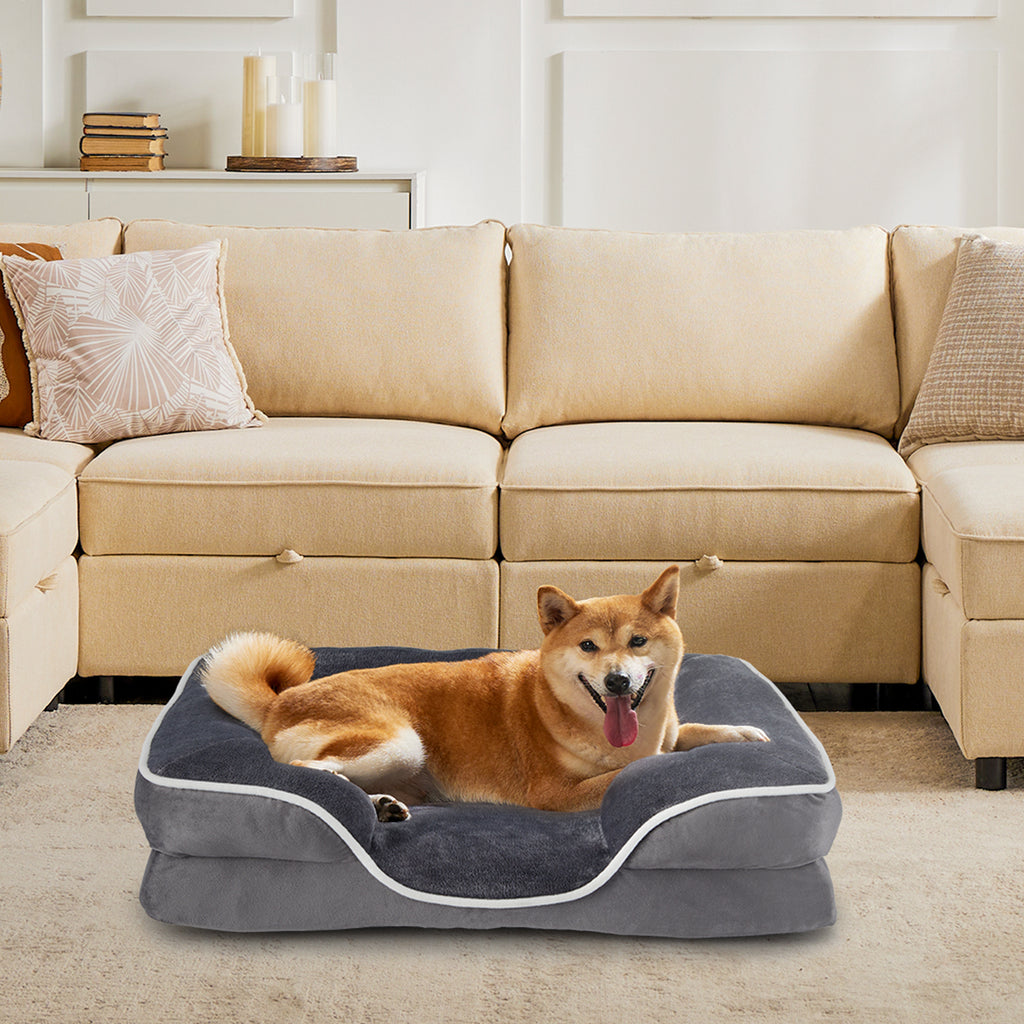 Legowisko z pianki memory foam dla małych psów i kotów, z zdejmowanym pokrowcem nadającym się do prania, antypoślizgową podstawą i wodoodporną wyściółką